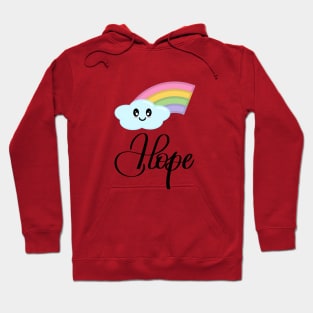 Hope with Kawaii Cute Rainbow Cloud in Pink Hoodie